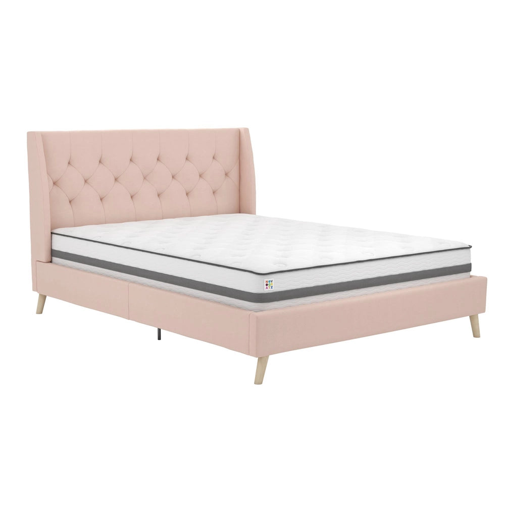 Novogratz Her Majesty 5ft King Size Bed Frame, Pink Linen