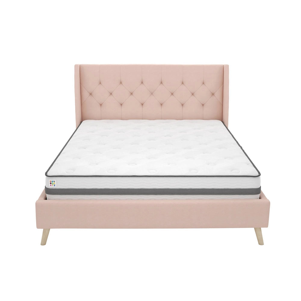 Novogratz Her Majesty 5ft King Size Bed Frame, Pink Linen