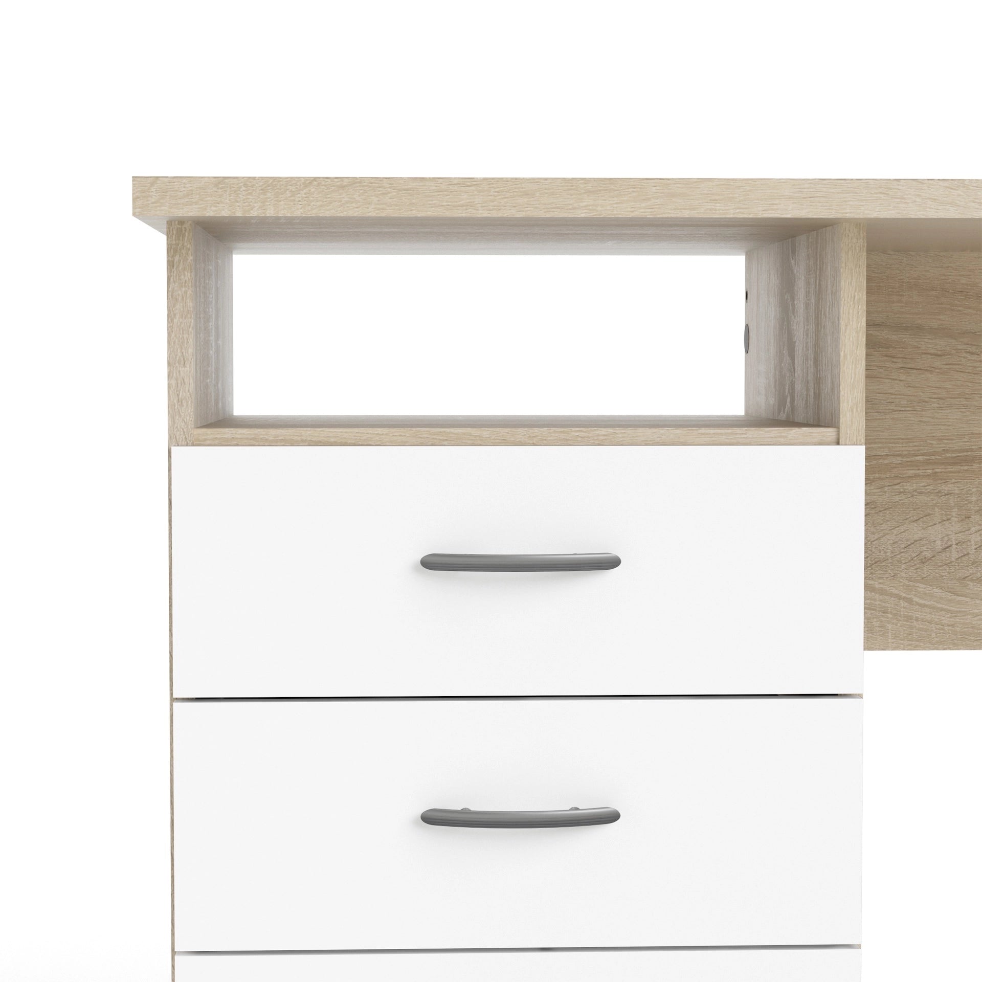 Furniture To Go Function Plus Oak Desk 3 White Drawers