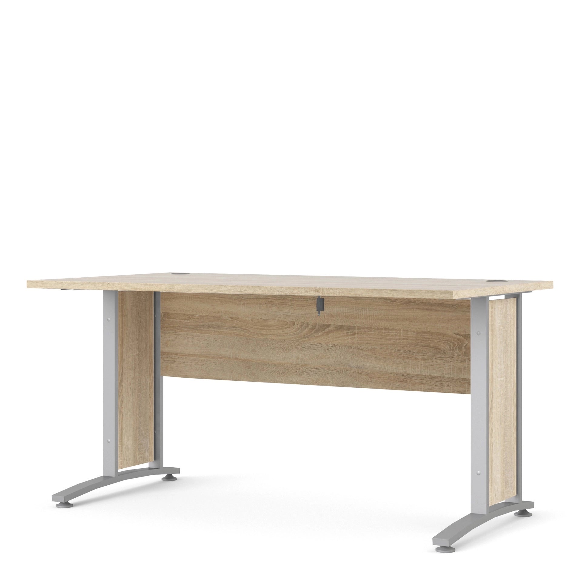 Furniture To Go Prima Desk 150cm in Oak with Silver Grey Steel Legs