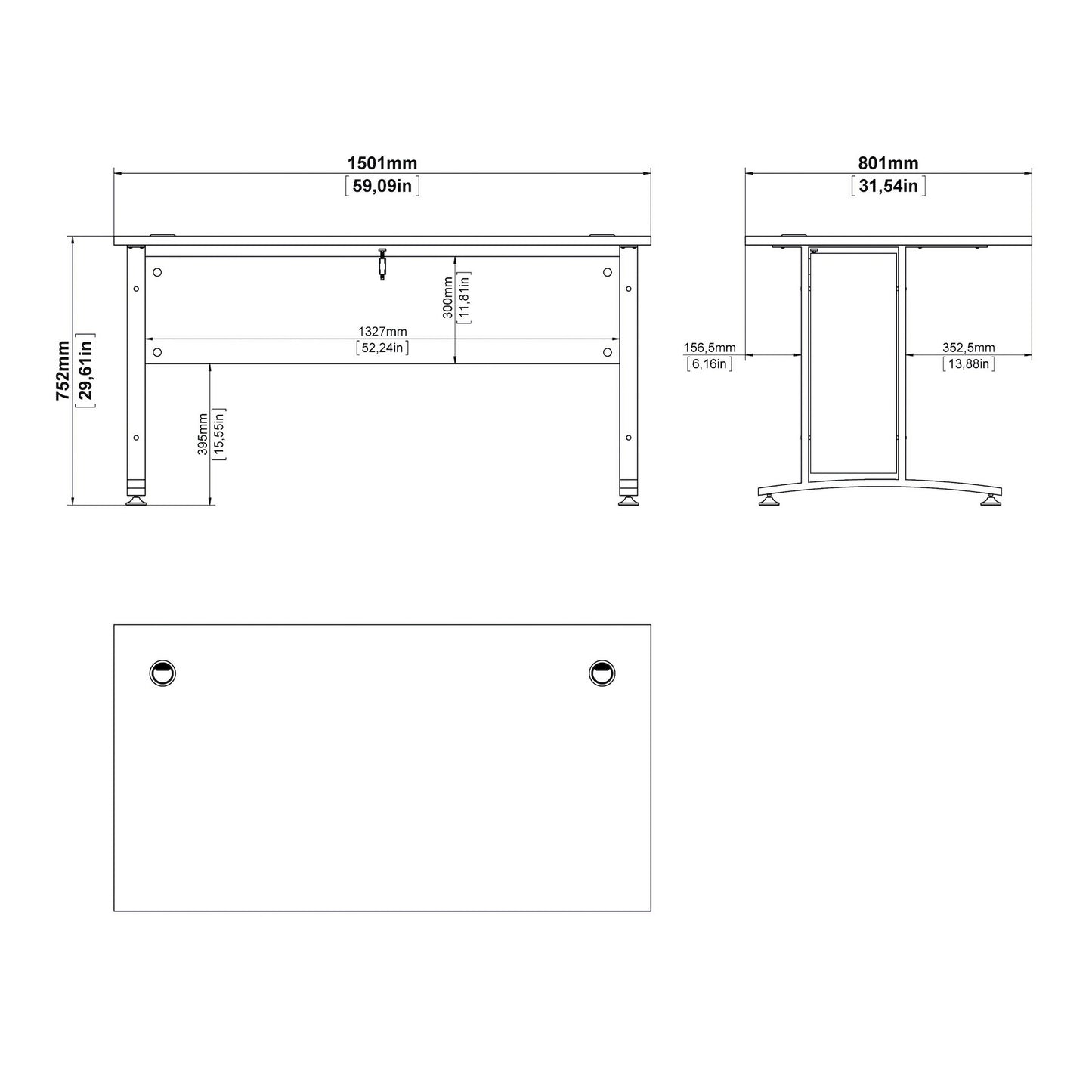 Furniture To Go Prima Desk 150cm in Oak with Silver Grey Steel Legs