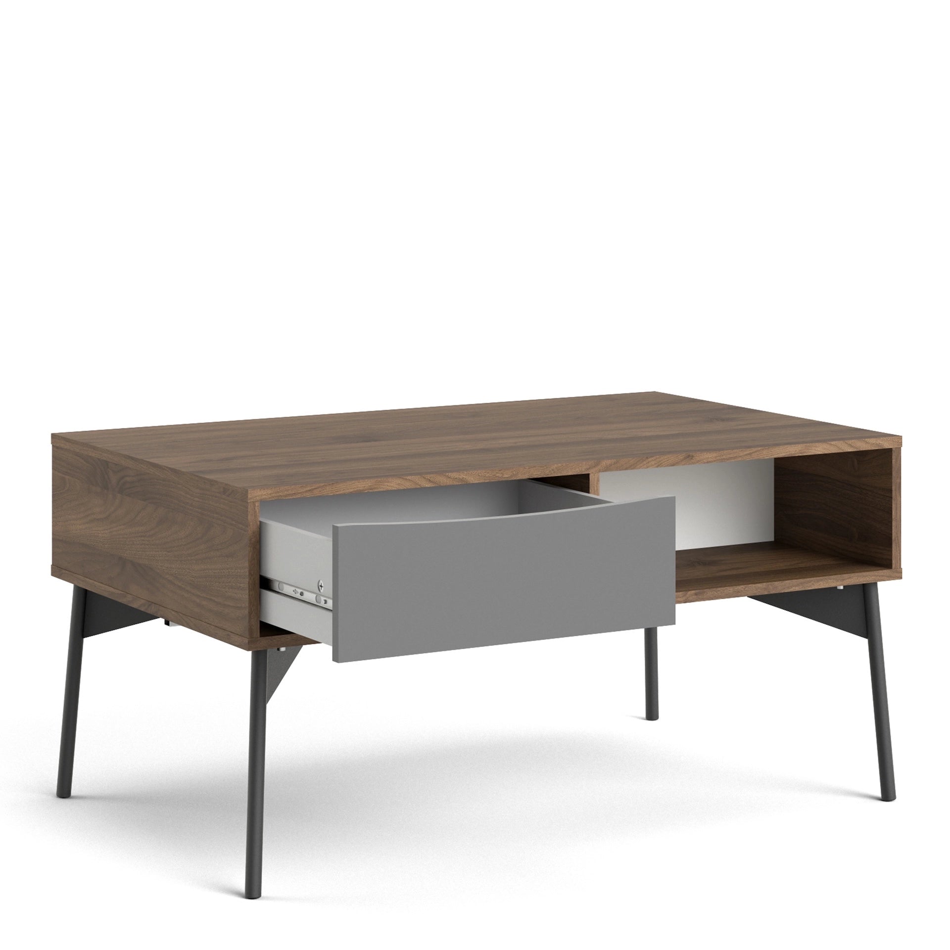 Furniture To Go Fur Coffee Table with 1 Drawer in Grey, White & Walnut