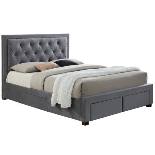 Birlea Woodbury Fabric 4ft 6in Double Bed Frame, Grey Velvet