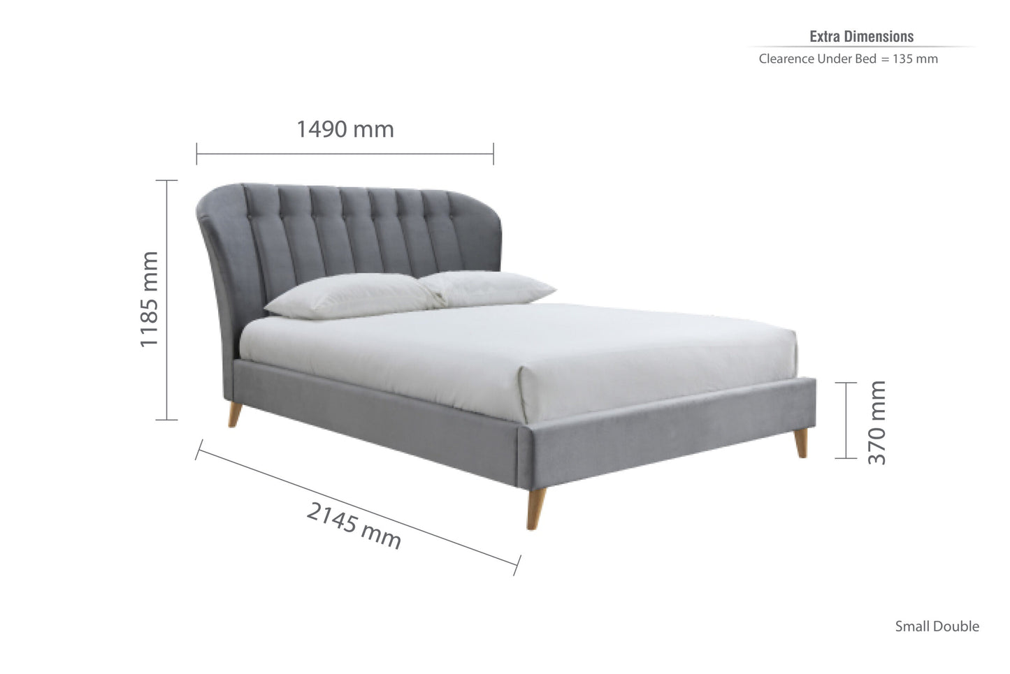 Birlea Elm 4ft Small Double Bed Frame, Grey