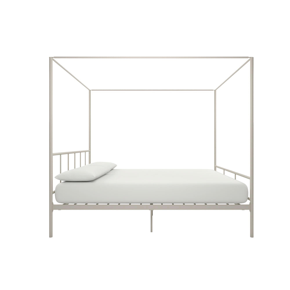 Novogratz Marion 5ft King Size Canopy Bed Frame, White