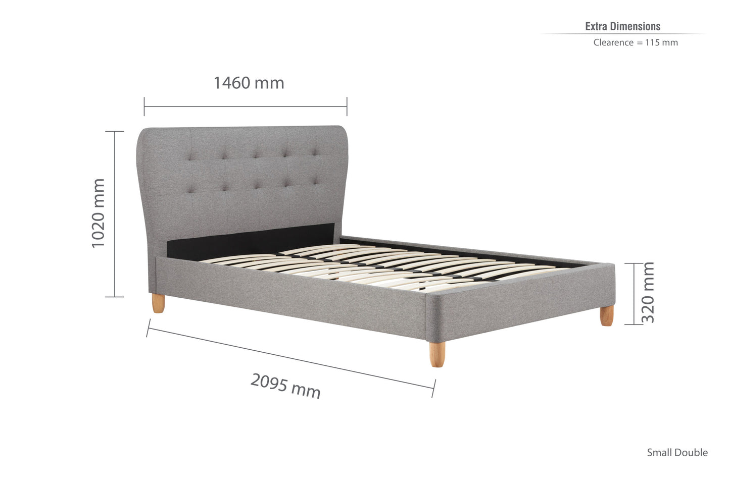 Birlea Stockholm 4ft Small Double Bed Frame, Grey